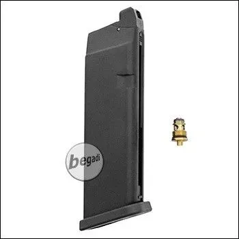 Magazin Für WE G - Force 17 / 19 / 34 Serie, 25 BBs -CO2 Version- Mit BEGADI Stainless Efficiency Ventil + Ersatz Auslassventil - WE Airsoft