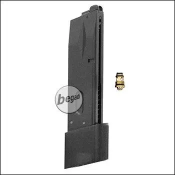 Magazin Für WE M9 / M92 "Barry Burton" Serie, 30 BBs -Gas Version- Mit BEGADI Stainless Efficiency Ventil + Ersatz Auslassventil - WE Airsoft