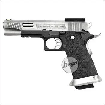 Hi-Capa Force - Silber- Inkl. Reddot Mount "Upgrade Version" Mit BEGADI Stainless Efficiency Ventil, CNC Alu Pistonhead, Koffer & Maintenance Kit (Frei Ab 18 J.) - WE Airsoft