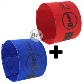 Team Armband / Patch Set "Flex Version", Elastisch, (100% Polyester) Mit Klettfläche, 2 Stück, Rot/Blau - BEGADI