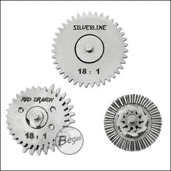 Silverline CNC Gearset (Low Noise) - Galvanisch Vernickelt - 18:1 Mit 16Z Sector Gear - BEGADI