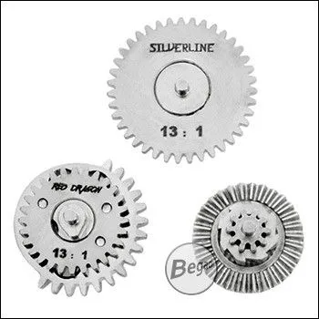 Silverline CNC Gearset (Low Noise) - Galvanisch Vernickelt - 13:1 Mit 16Z Sector Gear - BEGADI
