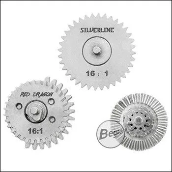 Silverline CNC Gearset (Low Noise) - Galvanisch Vernickelt - 16:1 Mit 16Z Sector Gear - BEGADI