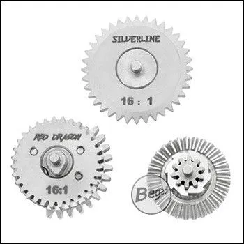 Silverline CNC Gearset (Low Noise) - Galvanisch Vernickelt - 16:1 Mit 13Z Sector Gear - BEGADI