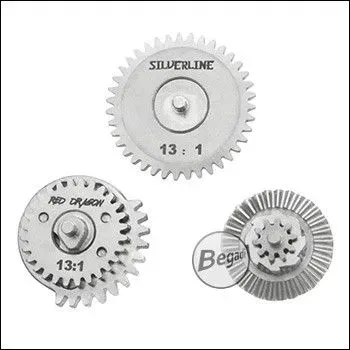Silverline CNC Gearset (Low Noise) - Galvanisch Vernickelt - 13:1 Mit 12Z Sector Gear - BEGADI