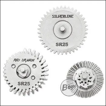 Silverline mod25 / SR25 / BR10 CNC Gearset (Low Noise) - Galvanisch Vernickelt - 18:1 Mit 19Z Sector Gear - BEGADI