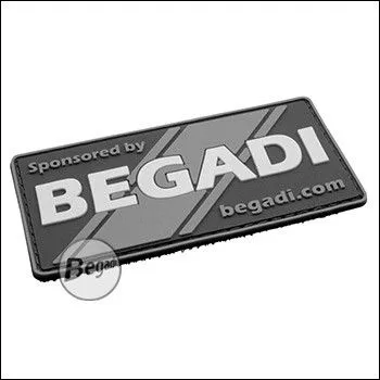 Be-X 3D Abzeichen "Sponsored ", Design 2, Aus Hartgummi, Mit Klett - Grau - BEGADI