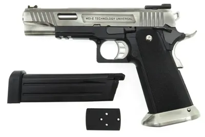 WE Hi-Capa Force - Silber- Inkl. Reddot Mount "Upgrade Version", Mit CNC Alu Pistonhead & Koffer (Frei Ab 18 J.) - BEGADI