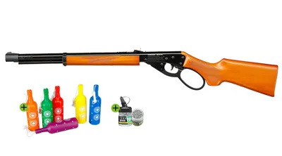 Lever Action Unterhebelspanner Luftgewehr Set Kal. 4,5 mm BB Echtholzschaft 1500 Stahlkugeln Und 6 Shooting Bottles - Marlin