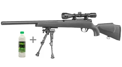 Super X-9 Bolt Action Snipergewehr Inkl. Zweibein / Zielfernrohr Springer BB + 3.000 BIO FireBalls - UHC Airsoft