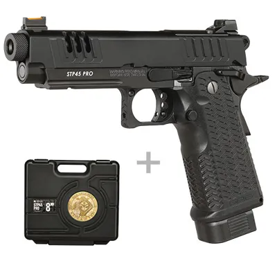 STP45 Pro 8 Zoll Airsoftpistole Hi-Capa Vollmetall BB - Set Mit 2 Magazinen / Pistolenkoffer - G&G Armament