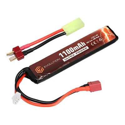 Ultra-Power LIPO Akku 7,4V 1100mAh 20C / 40C Stock-Tube Type M. T-Stecker + Mini-Tam Adapter - Evolution