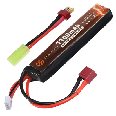 Ultra-Power LIPO Akku 11,1V 1100mAh 20C / 40C Stock-Tube Type M. T-Stecker + Mini-Tam Adapter - Evolution