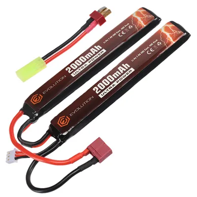 Ultra-Power LIPO Akku 7,4V 2000mAh 20C / 40C Small-Long Two-Panel Type M. T-Stecker + Mini-Tam Adapter - Evolution