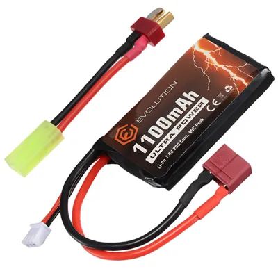 Ultra-Power LIPO Akku 7,4V 1100mAh 20C / 40C AN/PEQ15 Type M. T-Stecker + Mini-Tam Adapter - Evolution