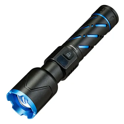 Taktische LED-Taschenlampe 800 Lumen 3 Leuchtmodi Inkl. Strobe Aufladbar Inkl. Handschlaufe Und USB-C-Kabel -Blau - Trizand