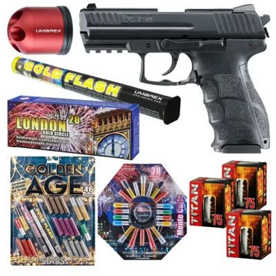 Silvester Feuerwerk Set Heckler & Koch P30 Schreckschuss Pistole 9 mm P.a.k. - LivingActive