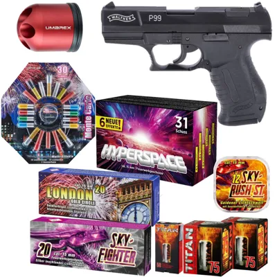 Silvester Set Walther P99 Schreckschuss Pistole 9 mm P.a.k. - LivingActive