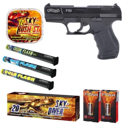 Feuerwerk Silvester Paket Walther P99 Schreckschuss Pistole 9 mm P.a.k. - LivingActive