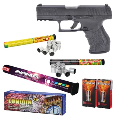 Feuerwerk Silvester Paket Walther PPQ M2 Schreckschuss Pistole 9 mm P.a.k. - LivingActive