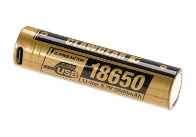 18650 Battery 3.7V 2600mAh Micro-USB - Clawgear