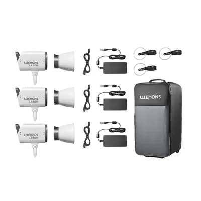 Litemons LA150R RGB LED Video Light 3 Light Kit - Godox