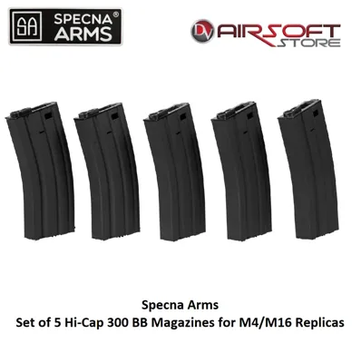 Set of 5 Hi-Cap 300 BB Mags for M4/M16