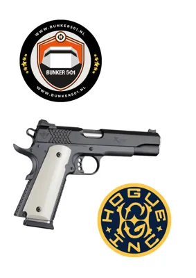 Grip 45020 Govt. Model Smooth Ivory Polymer Ambidextrous Safety Cut - Hogue