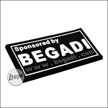 3D Abzeichen "Sponsored By Begadi", Classic Design, Aus Hartgummi, Mit Klett - BE-X