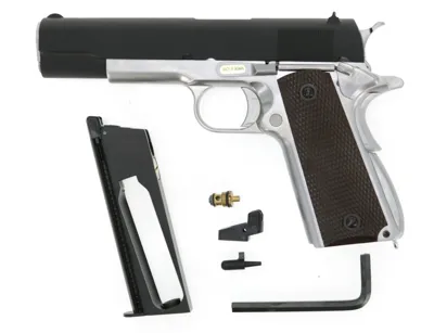 1911 - Line- CO2 HV Mit Schwarzem Schlitten in Der "Upgrade Version" Mit Begadi Stainless Efficiency Ventil, Koffer & Maintenance Kit (Frei Ab 18 J.) - WE Airsoft