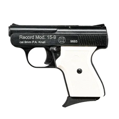 Mod. 15-9 Snowflake Schreckschuss Pistole 9mm P.a.k. Brüniert Weiße Griffschalen Inkl. Waffenkoffer - Record