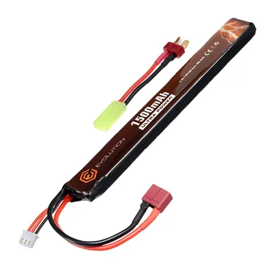 Ultra-Power LIPO Akku 7,4V 1500mAh 20C / 40C Stick-Type M. T-Stecker + Mini-Tam Adapter - Evolution