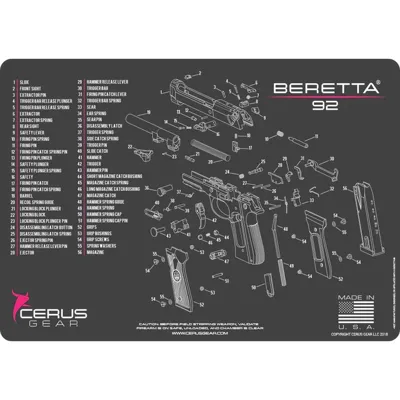 Beretta 92 Handgun Cleaning Mat - Cerus Gear
