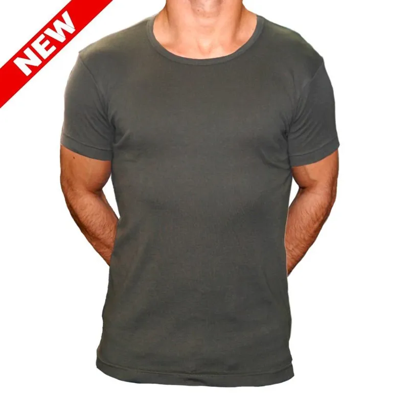 Tee Shirt Slim Cote 1x1 · Verde / OD