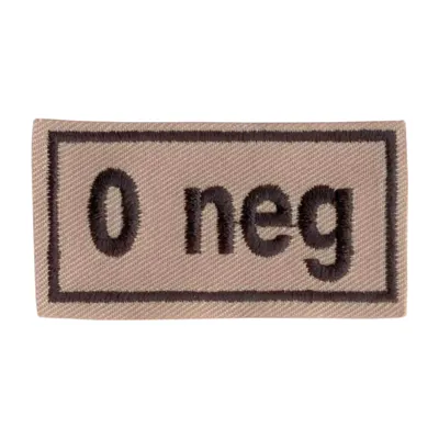 Abzeichen Bloodpatch 0 Neg - JR Emblem Co