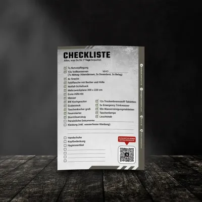 Checkliste Fluchtrucksack Medium - 7 Tage - ASMC