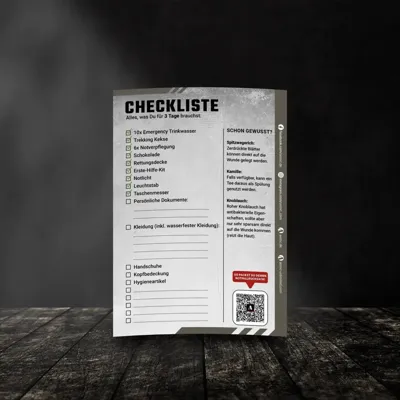 Checkliste Fluchtrucksack Small - 3 Tage - ASMC