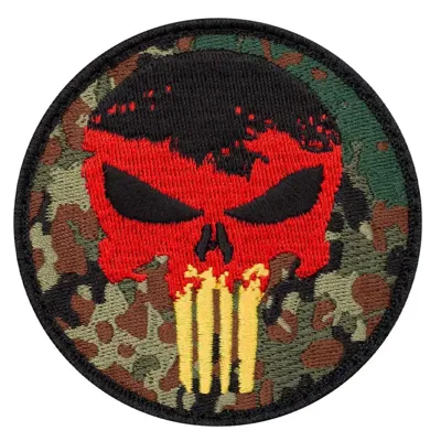 Patch Punisher Skull Tarn Rot Goldfarben - Café Viereck
