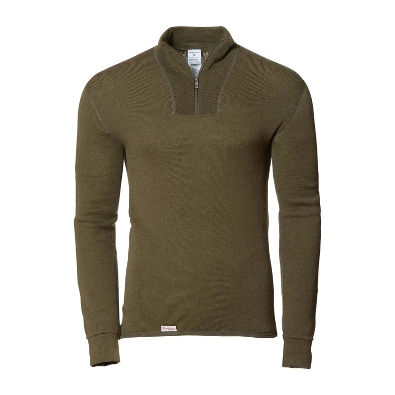 Woolpower Rollkragenpullover Zip Turtleneck 200 Pine · Verde / OD