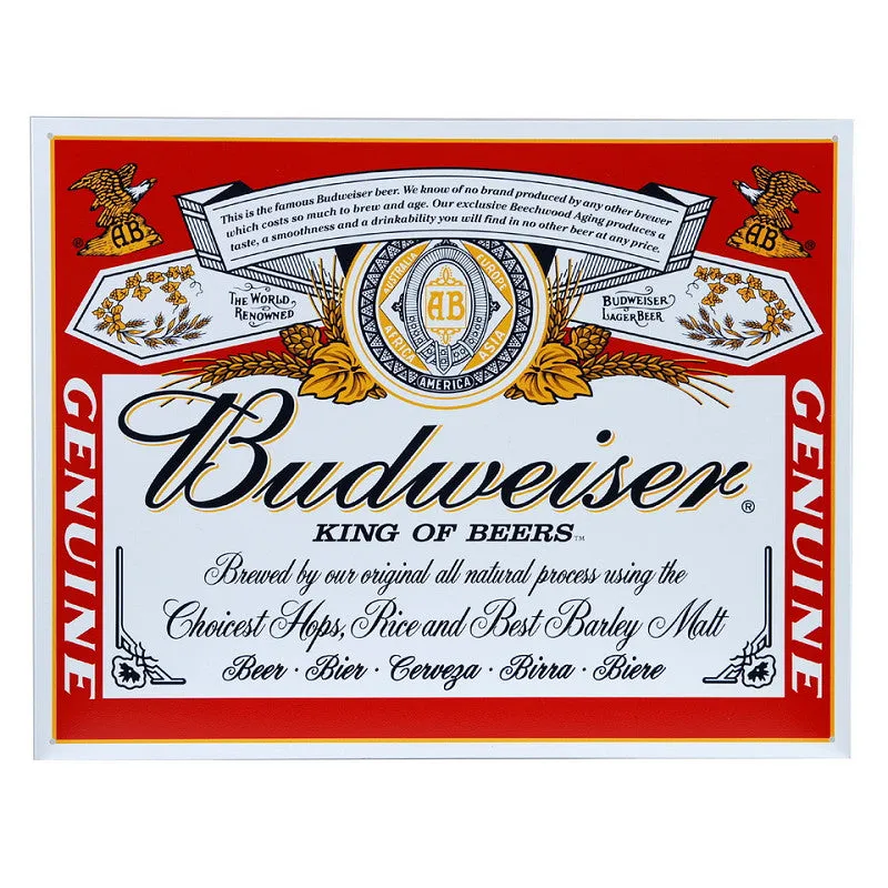 101 Inc Metall Platte Groß 63. Budweiser