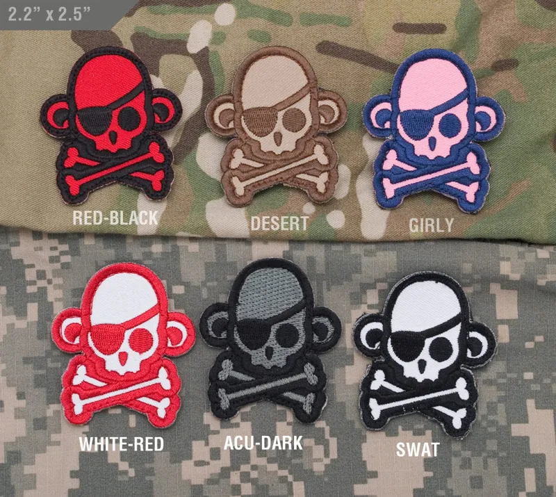 Mil-Spec Monkey Stoff Patch Skullmonkey - Pirate · Rojo