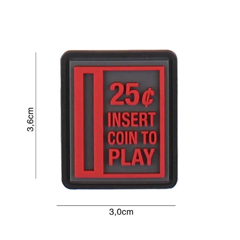 Van Os Imports Patch 3D PVC Insert Coin to Play · Rojo