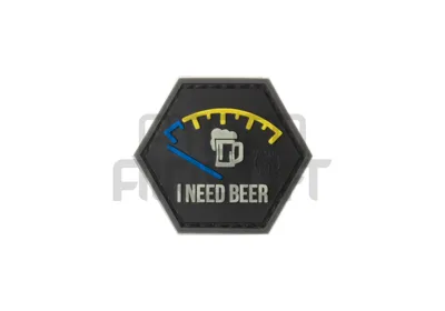 "I Need Beer" PVC Velcromerkki - JTG