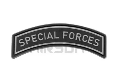 "Special Forces Tab" PVC Velcromerkki – Musta/Harmaa - JTG