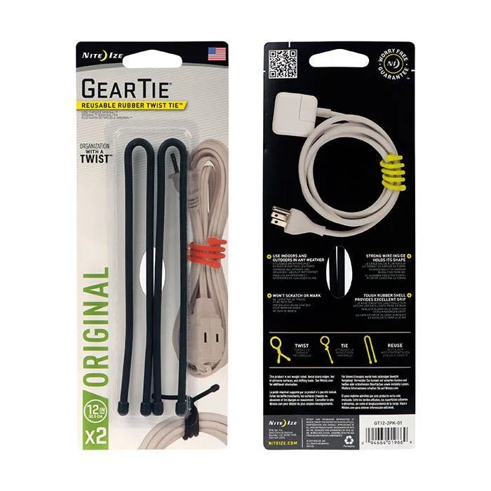 Nite Ize Gear Tie 12" - 2PACK · Negro