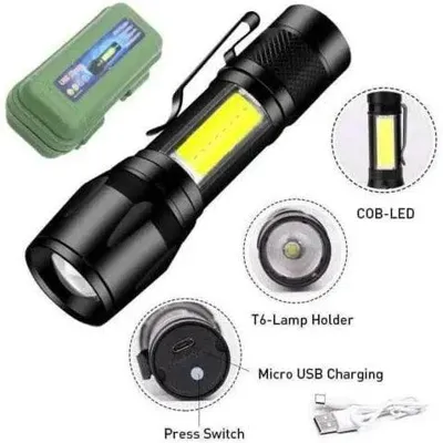 Torcia Mini Security con Zoom Regolabile, Batteria Ricaricabile USB Potenza 300 Lumen - Androwl