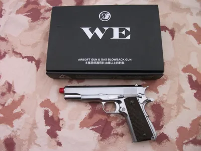 1911 Chrome Plated Full Metal Scarrellante a Gas - We