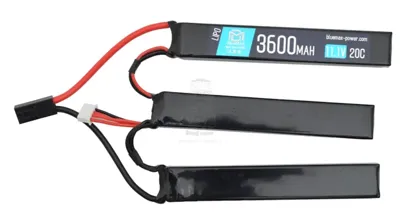 BlueMax-Power® 3600mAh 11.1V 20C Nunchuck Triple Li-Po Battery Batteria Li-Po 3 Stick