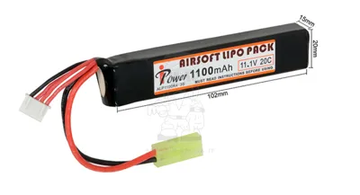Li-Po Battery Batteria Mini Stick 102 x 20 x 15mm. 11.1V 1100mAh 20C - IPower