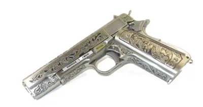 Mexican DRUGLORD.45 M1911 Chrome Classic Floral Pattern - WE Airsoft
